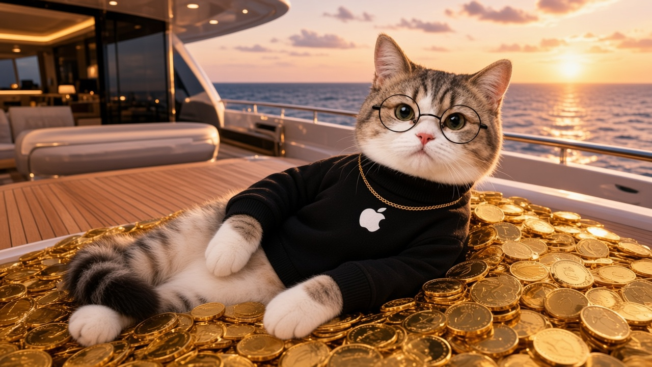 iCat lounging on yacht gold